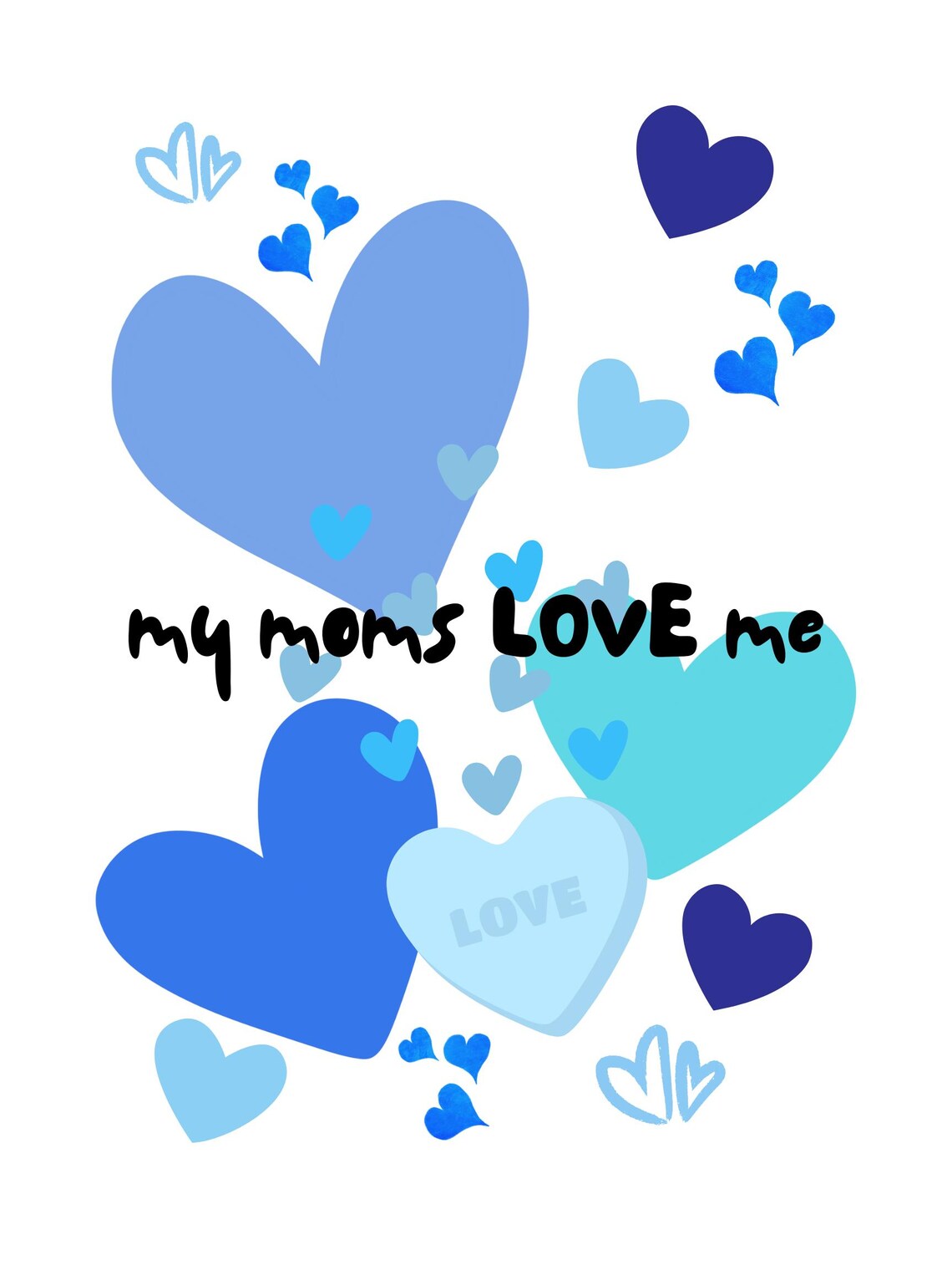 My Moms Love Me Blue Hearts Nursery Kids Room Decor Wall Art - Image 2