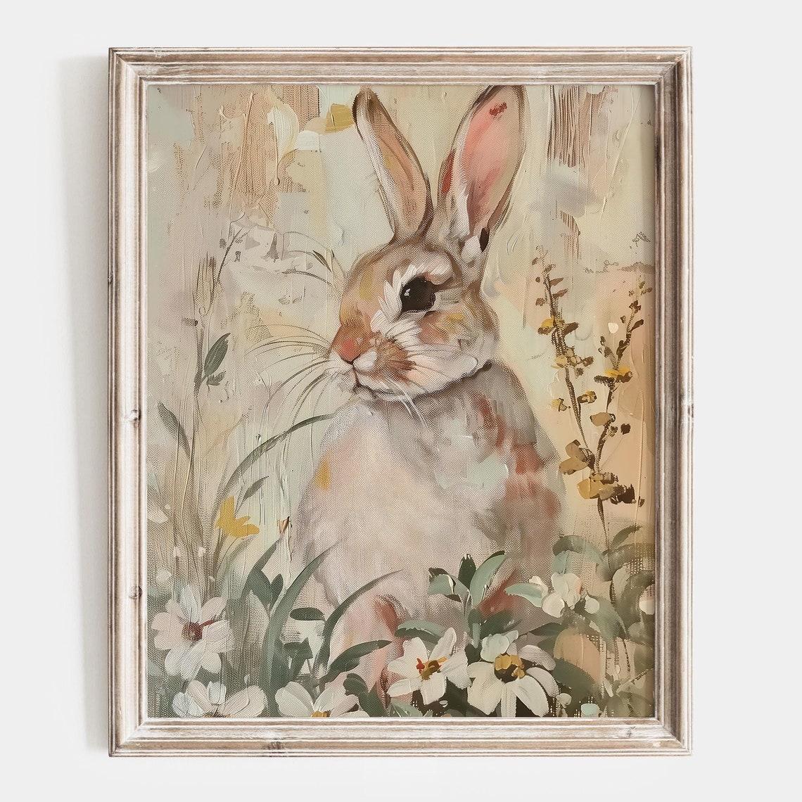 Rabbit Among Wildflowers Soft Artistic Spring Portrait Poster