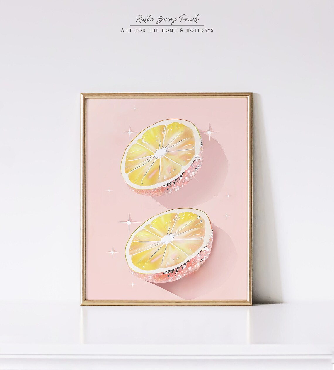 Sparkle Lemon Slices Art Print Wall Art Preppy Trendy Maximalist Fruit Retro Poster Kitchen Decor