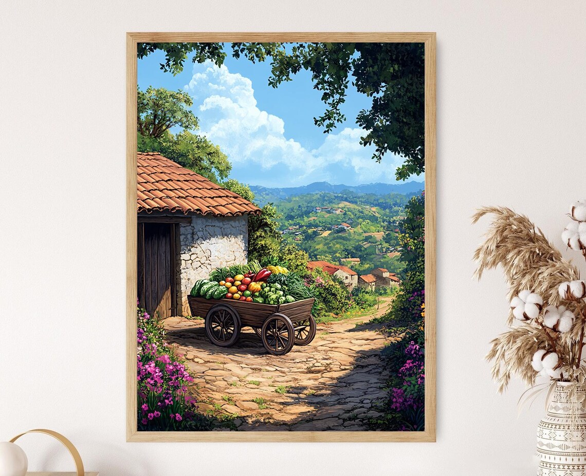 Nicaragua Vegetable Cart Rustic Farm Decor Art Print