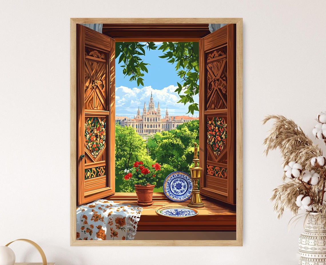 Bucharest Wooden Window Illustration Romanian Folk Motifs Palace Of Parliament View