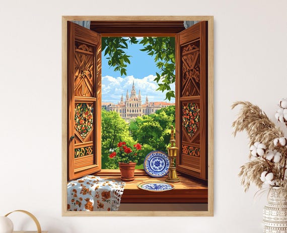 Bucharest Wooden Window Illustration Romanian Folk Motifs Palace Of Parliament View