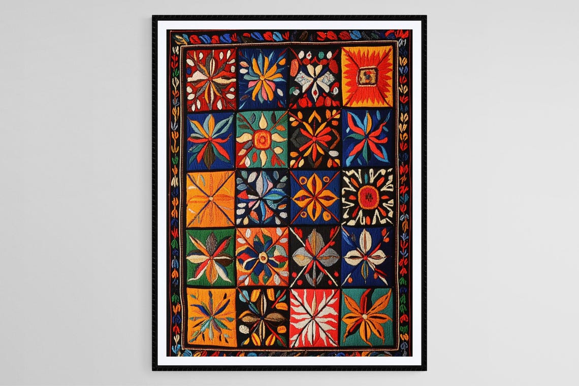 Kutch Embroidery Motif Of Gujarat Indian Motif Art Print Traditional Patterns And Cultural Design