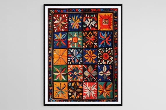 Kutch Embroidery Motif Of Gujarat Indian Motif Art Print Traditional Patterns And Cultural Design