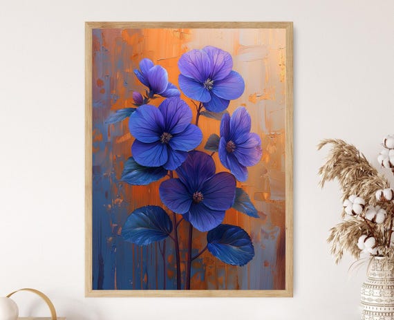 Lush African Violet Print, Vibrant Purple Floral Art
