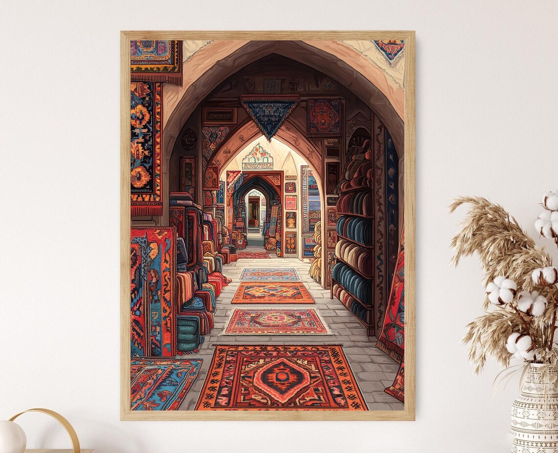 Traditional Iraqi Rug Shop, Middle Eastern Carpet Art Print