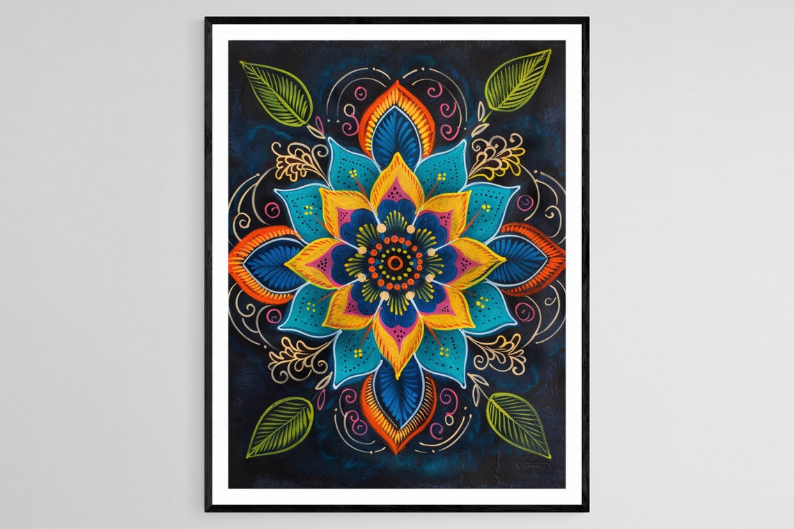 Kolam Rangoli Design Traditional Indian Art Print