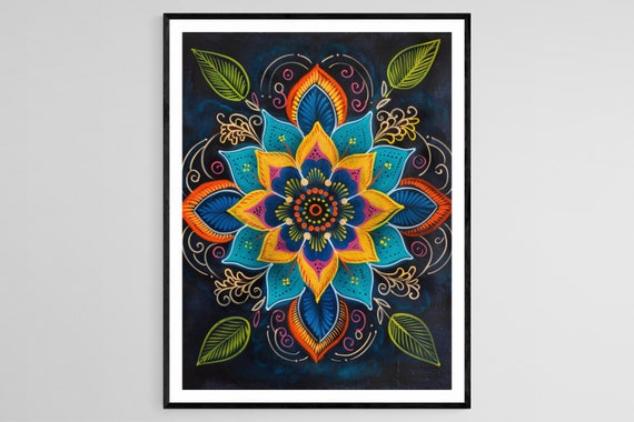 Kolam Rangoli Design Traditional Indian Art Print