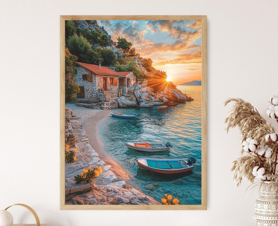 Albanian Riviera Art Print, Crystal Waters and White Beaches