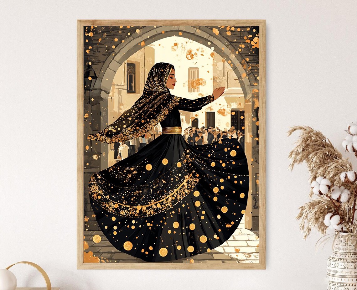 Palestinian Raqs Baladi Dance, Heritage Scene Art Print