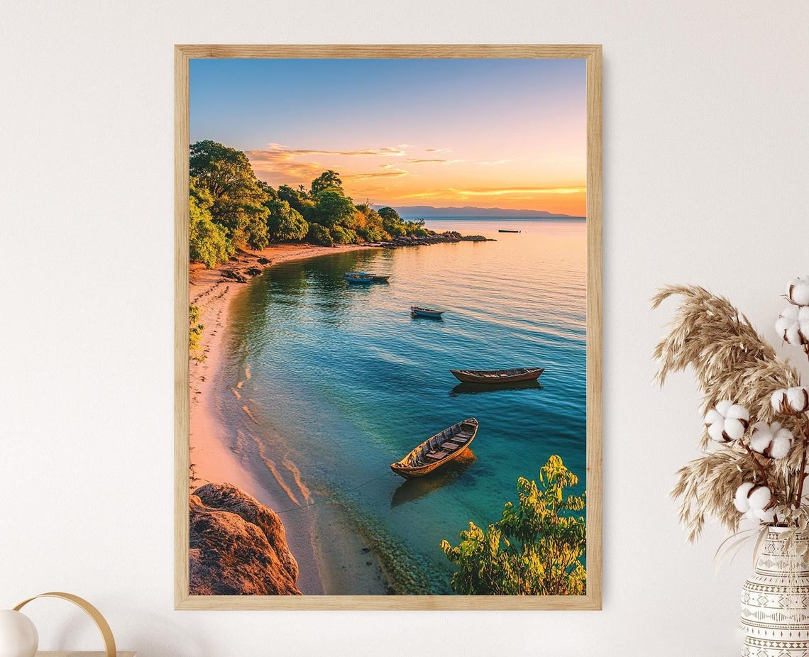 Lake Malawi Tanzania Art Print Crystal Clear Water Colorful Cichlids