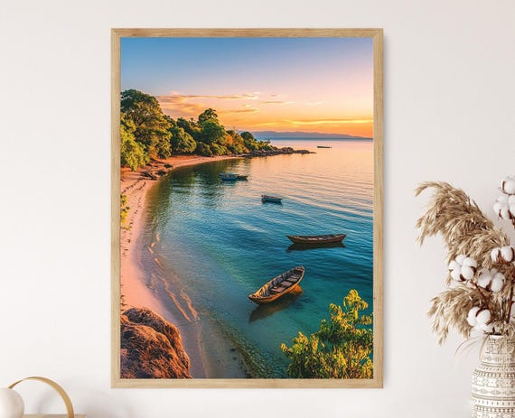 Lake Malawi Tanzania Art Print Crystal Clear Water Colorful Cichlids