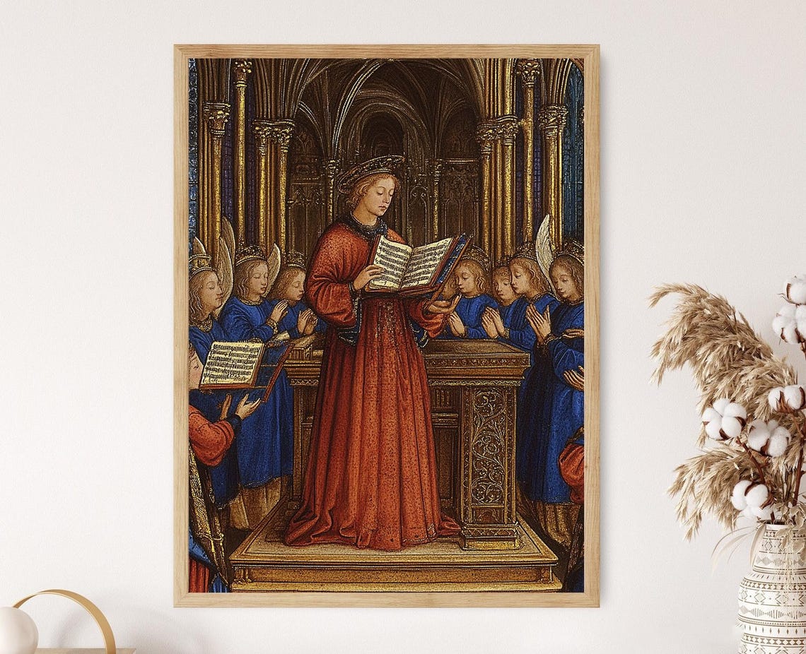 Guillaume De Machaut Art Print Medieval Composer Cathedral Scene Gothic Music Wall Art