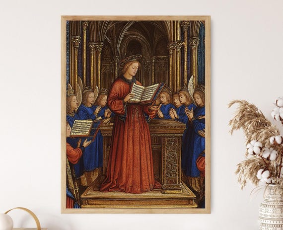 Guillaume De Machaut Art Print Medieval Composer Cathedral Scene Gothic Music Wall Art