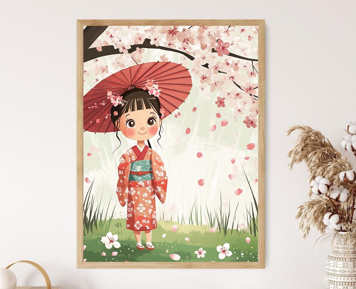 Japanese Girl, Traditional Kimono Art Print