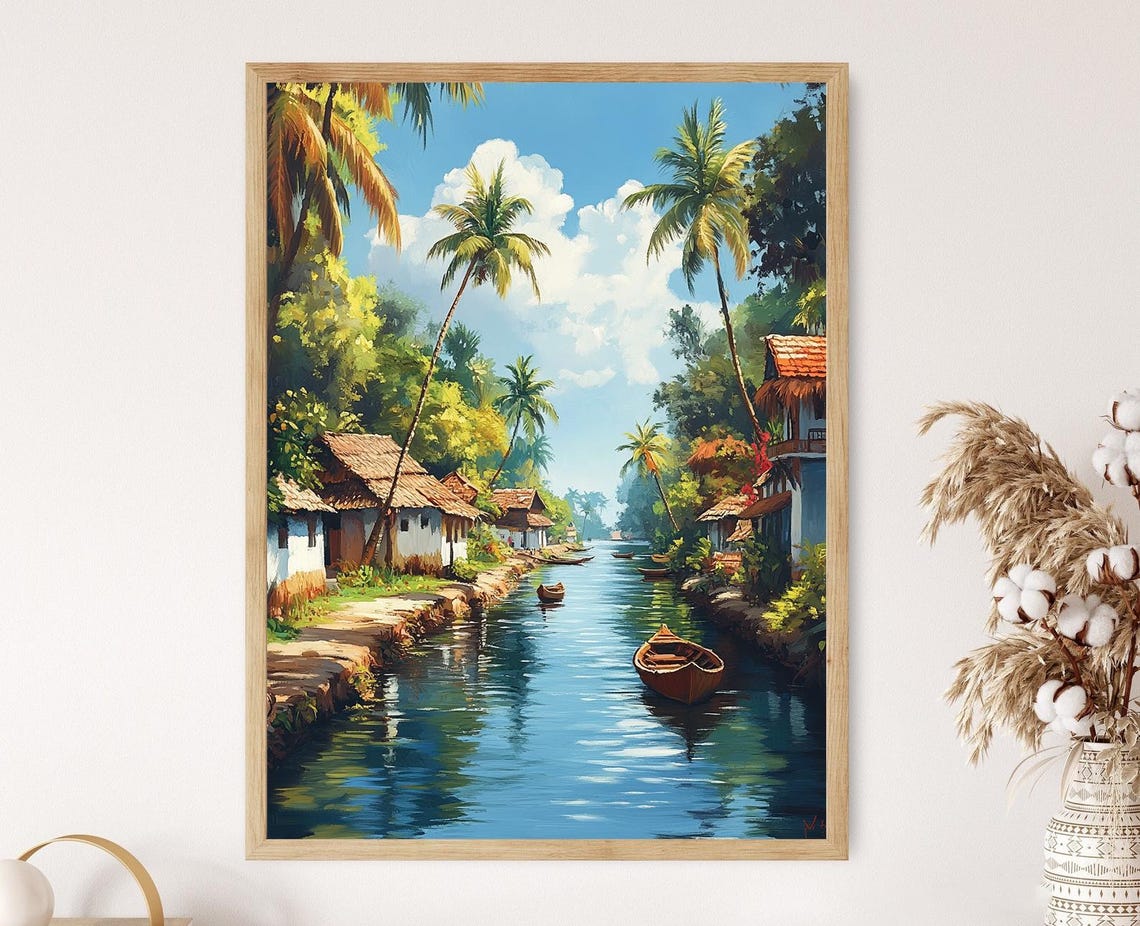 Kerala Boats Illustration Indian Backwaters