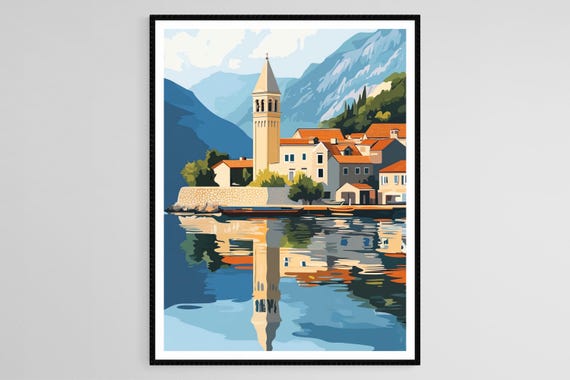 Perast Reflections Art Print Montenegro Serene Coastal Town Venetian Architecture