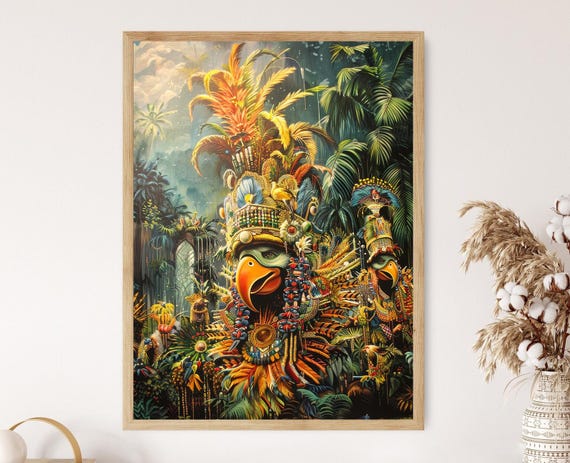 Rio Carnival Vibrant Art Print, Brazil Festive Decor
