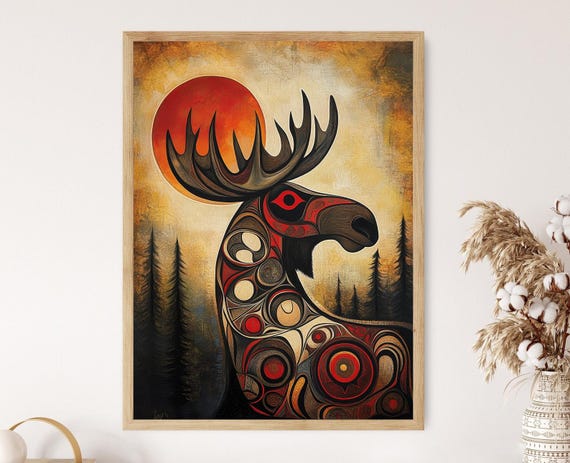 Haida Moose Art Print, Native Strength And Spirit
