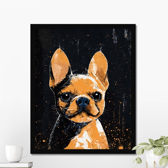 French Bulldog Wall Art Bold Abstract Dog Print Framed Or Black Tan Frenchie Decor Modern Pet Portrait Dog Lover Gift