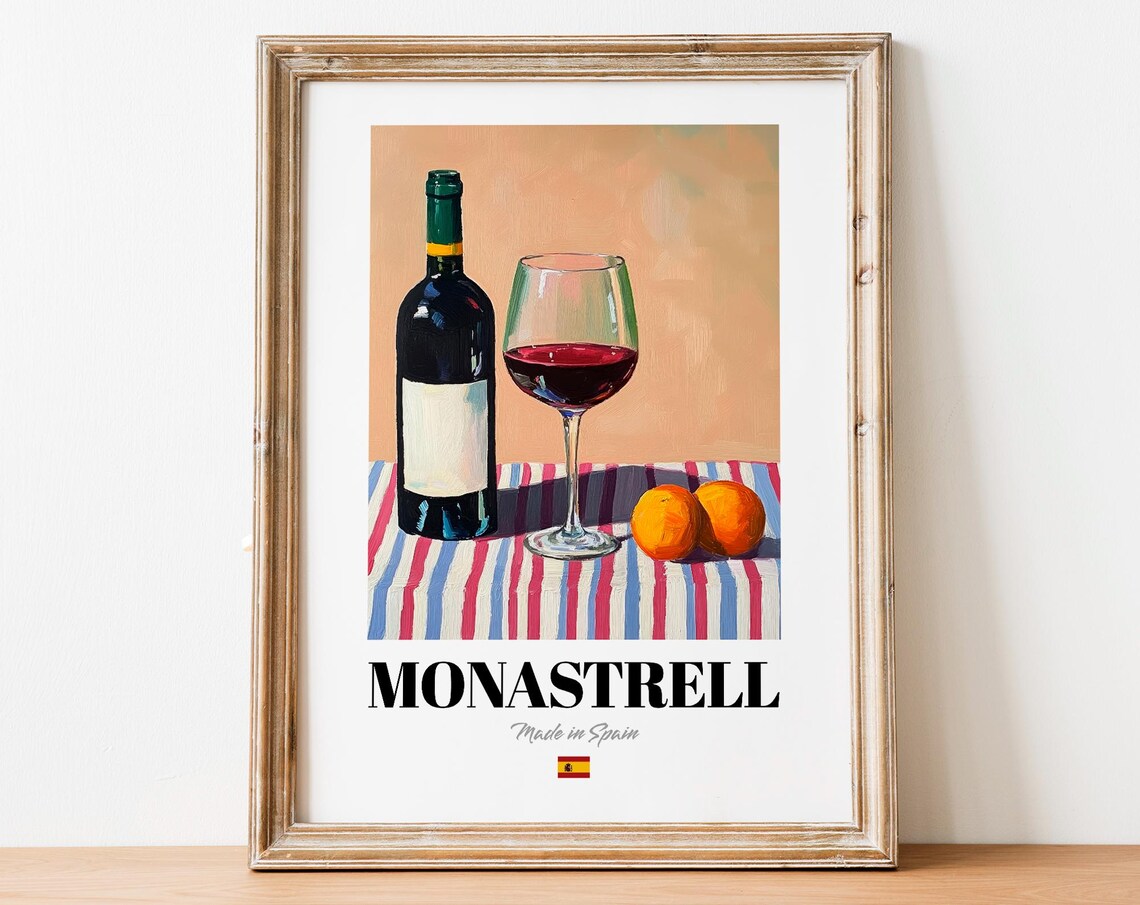 Vintage Monastrell Bottle Print Poster Wine Art For Homes