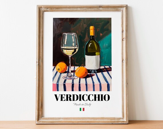 Italian Verdicchio Art Print Poster Vineyard Artwork For Bars And Restaurants
