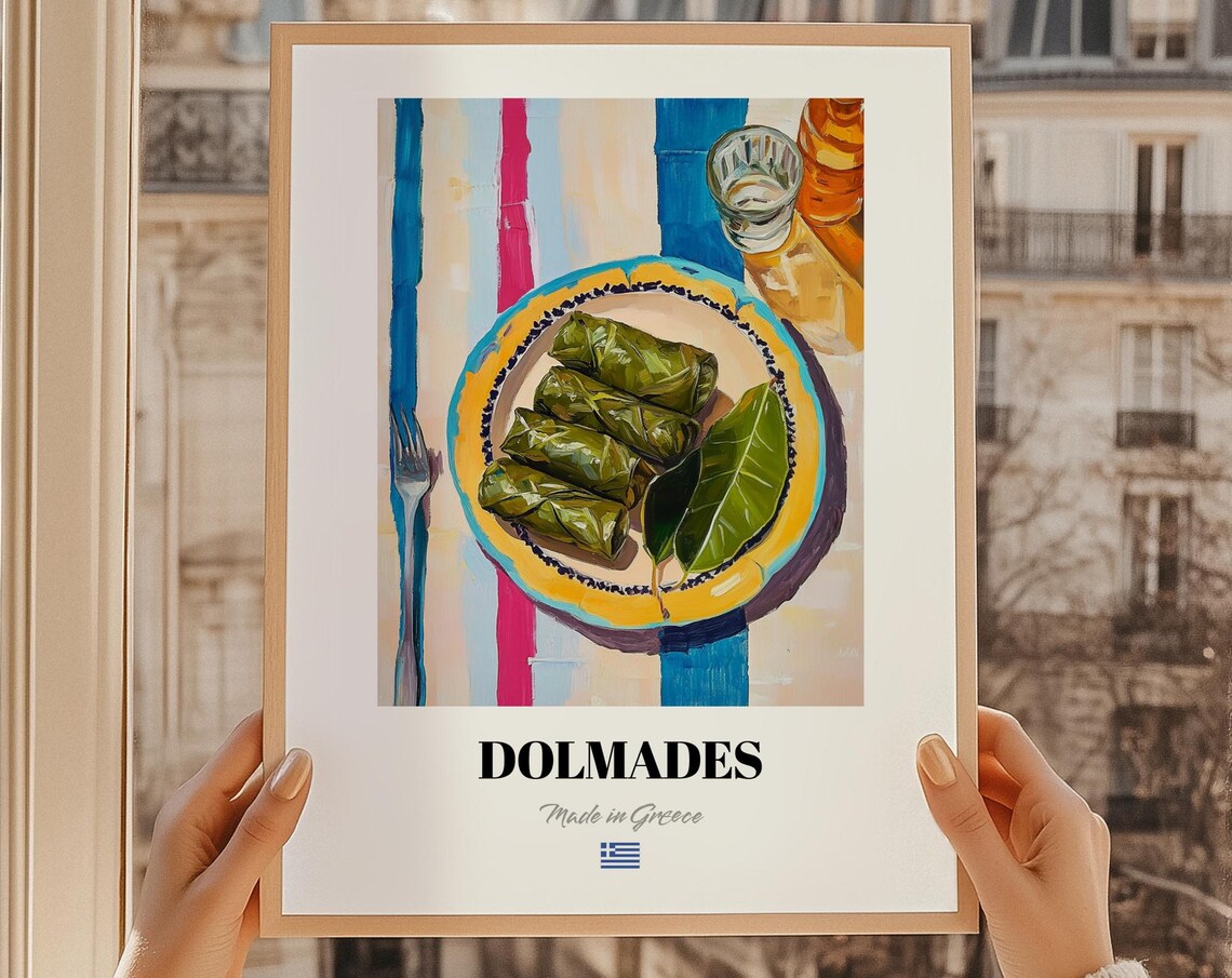 Dolmades Greek Food Poster, Cuisine Kitchen Print