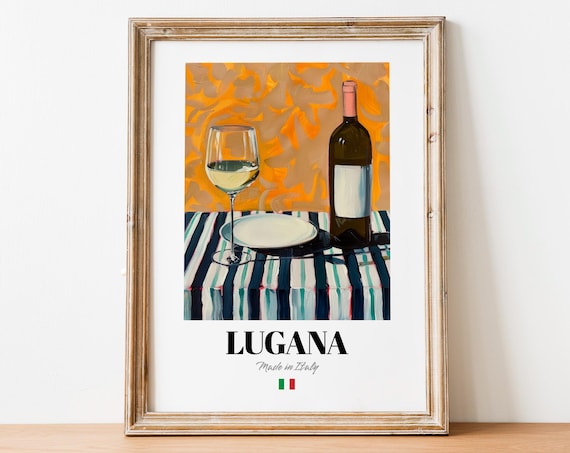 Italian Lugana Art Print Poster Refreshing Wine Artwork For Bars And Cafs