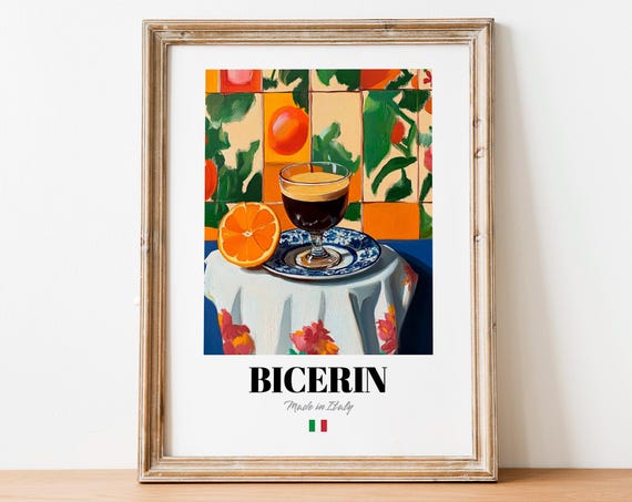 Italian Bicerin Art Print Poster Dessert Coffee Artwork For Cafs And Homes