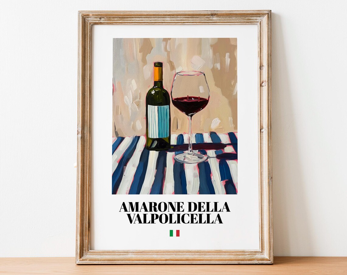 Italian Amarone Art Print Poster Vineyard Artwork For Bars And Restaurants