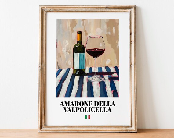 Italian Amarone Art Print Poster Vineyard Artwork For Bars And Restaurants