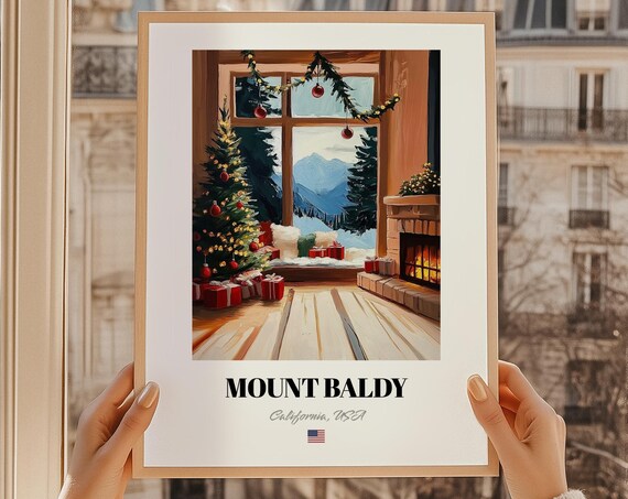 Mount Baldy California Cozy Christmas Cabin Fireplace Snow Poster