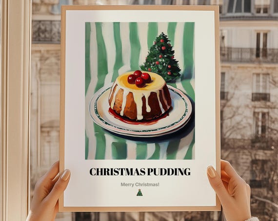 Classic Christmas Pudding Holiday Dessert Festive Food Art Poster