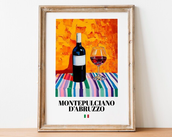 Montepulciano Dabruzzo Wall Art Print Poster Abruzzo Wine Artwork For Kitchens