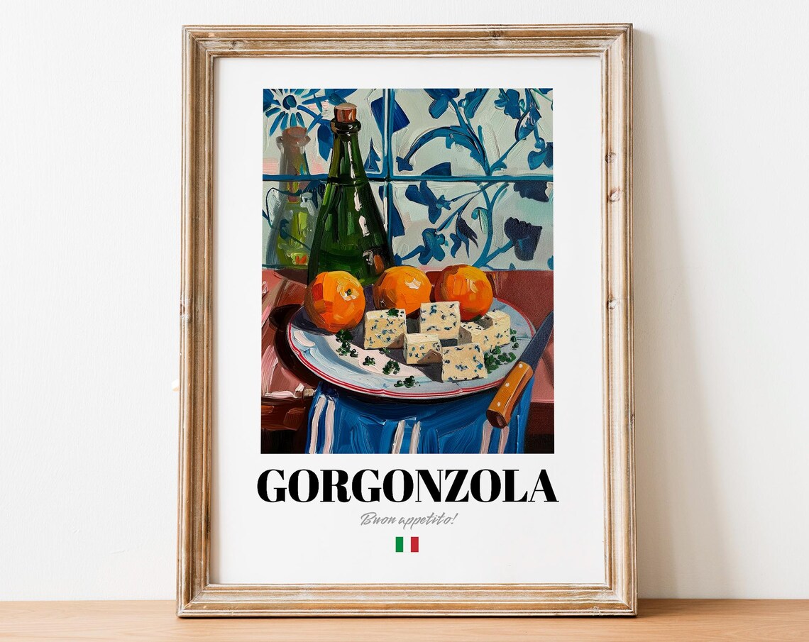Gorgonzola Italian Cheese Art Print, Blue Lovers