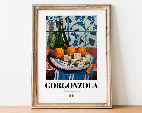 Gorgonzola Italian Cheese Art Print, Blue Lovers