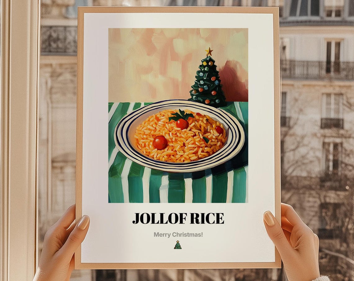 Jollof Rice Nigerian Christmas Party Dish Oil Painting Poster