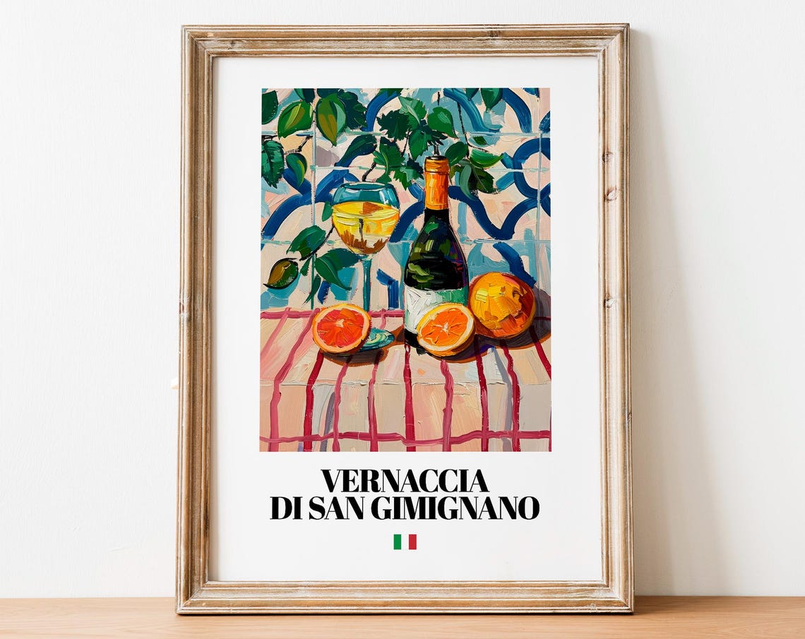 Vernaccia Di San Gimignano Oranges Tile Wall Italian Style Poster