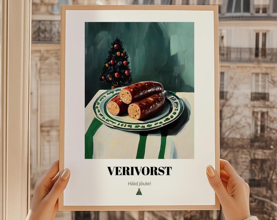 Verivorst Christmas Wall Art Estonian Food Hid Jule Gift Oil Painting Print