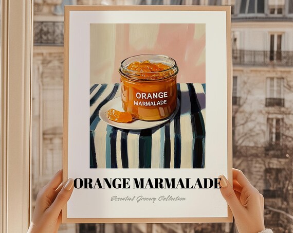 Orange Marmalade Jar Painting Essential Grocery Collection Food Poster