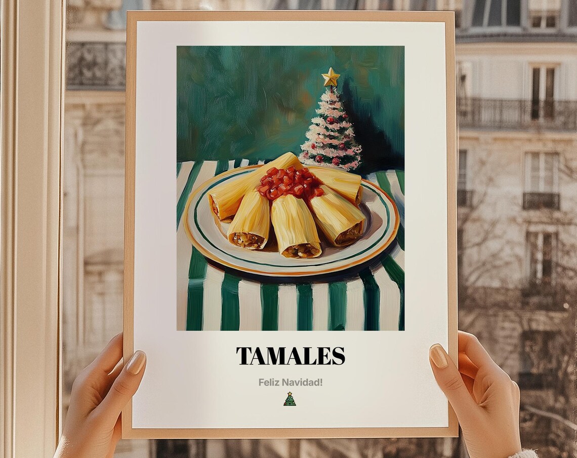 Tamales Christmas Art Print, Feliz Navidad Gift