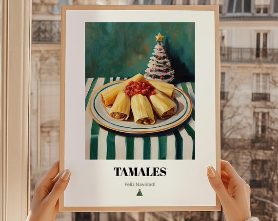 Tamales Christmas Art Print, Feliz Navidad Gift