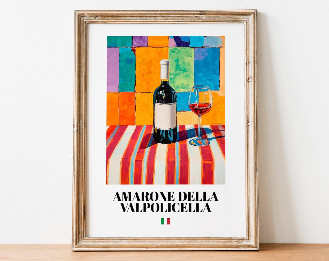Amarone Della Valpolicella Wall Art Print Poster Italian Wine Artwork For Home Bars