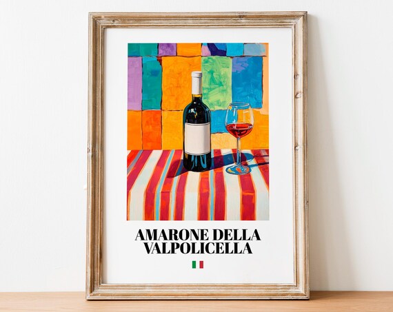 Amarone Della Valpolicella Wall Art Print Poster Italian Wine Artwork For Home Bars