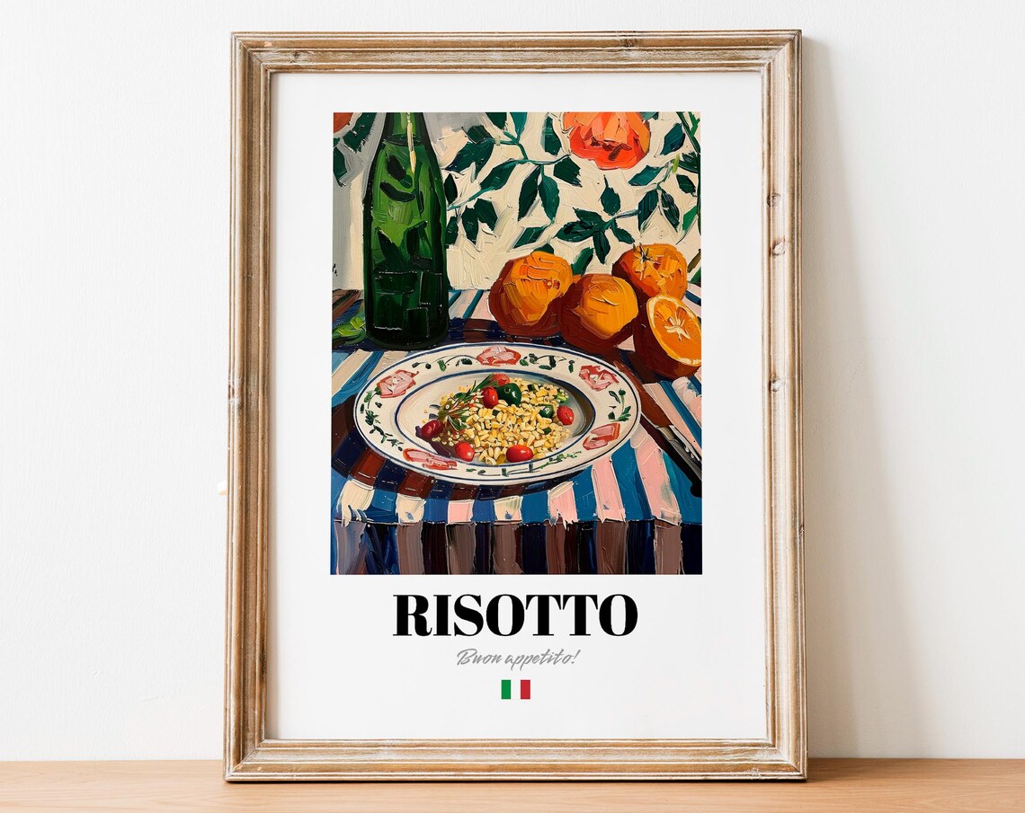 Risotto Italian Dish Colorful Table Setting Buon Appetito Kitchen Poster