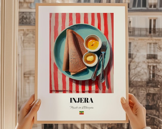 Ethiopian Injera Flatbread Traditional Cuisine Recipe Kitchen Poster
