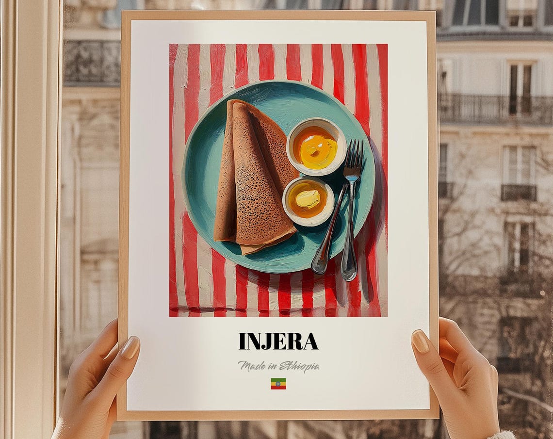 Ethiopian Injera Flatbread Traditional Cuisine Recipe Kitchen Poster