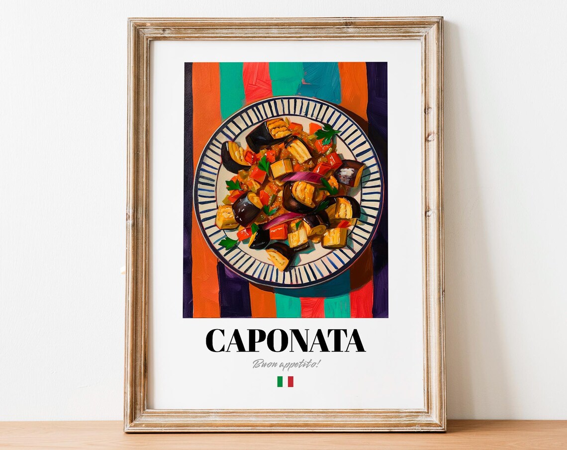 Italian Caponata Poster Vegetable Mix Art For Caf And Restaurant Walls