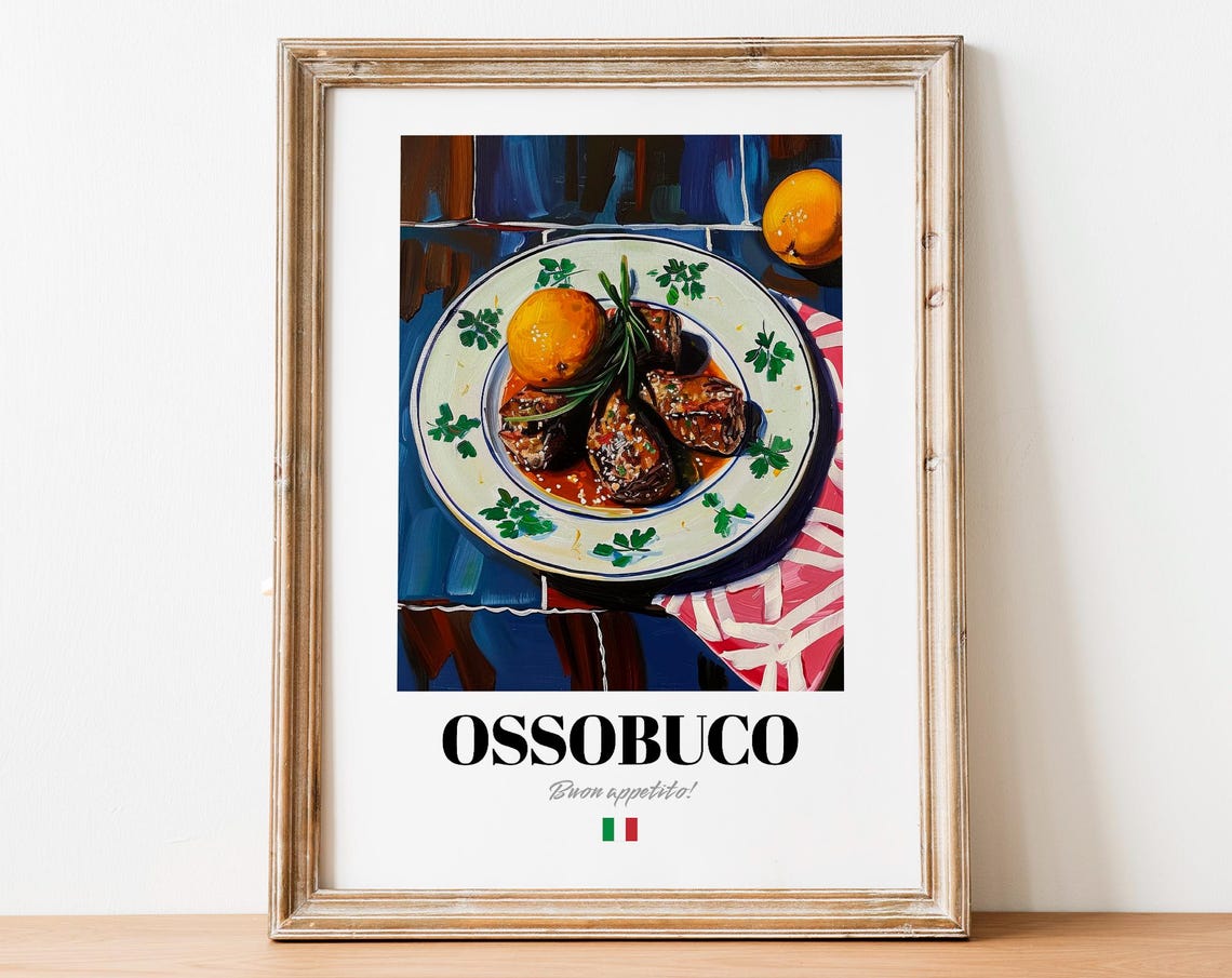 Vintage Ossobuco Art Print Retro Italian Kitchen Wall Decor