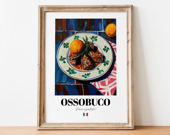 Vintage Ossobuco Art Print Retro Italian Kitchen Wall Decor